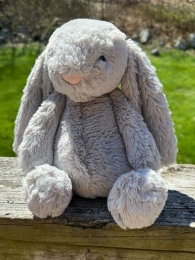 Jellycat Gray Bashful Bunny Floppy Ears 12” Stuffed Animal Kids Toy